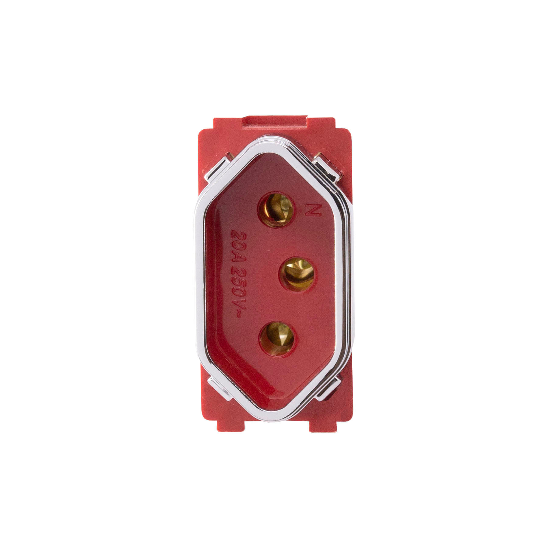 Módulo 1 Tomada 20A Vermelho Cromado Novara DC-1200/42 Dicompel