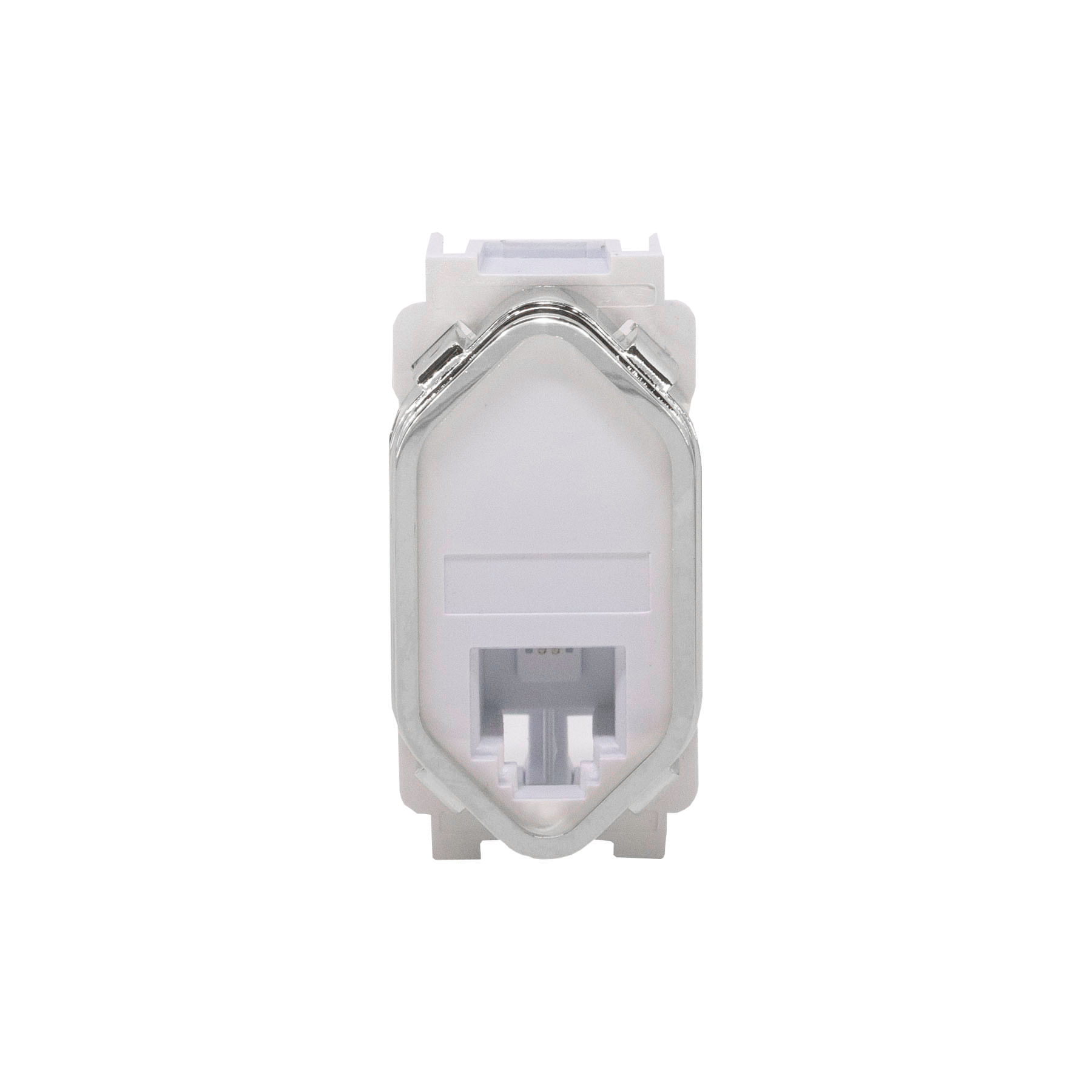 Módulo 1 Tomada Rj11 4 Vias Branco Cromado Novara DC-1100/231 Dicompel