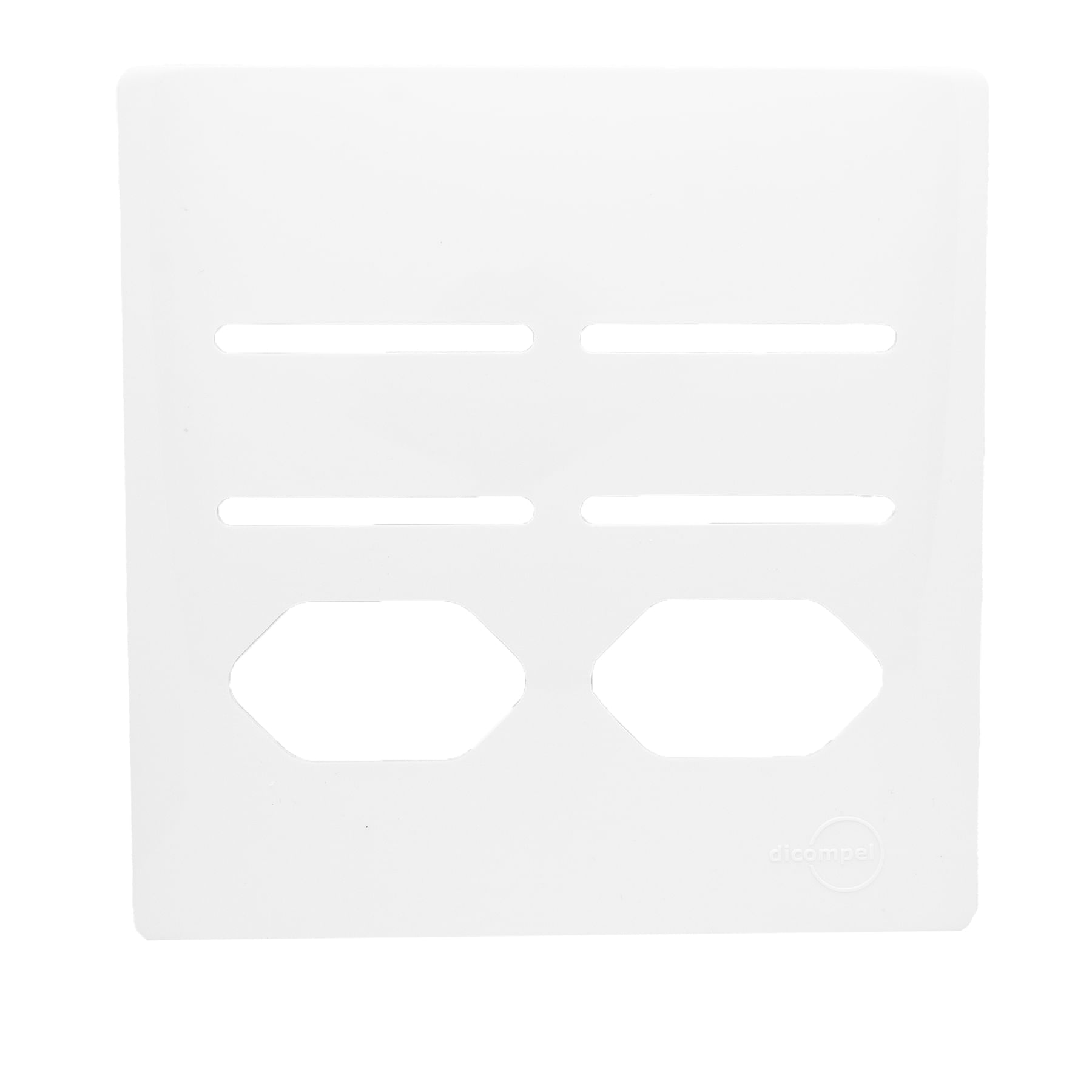 Placa 4X4 Para 4 Interruptor + 2 Tomada Com Suporte Dc-1100/121 Branco Novara Dicompel