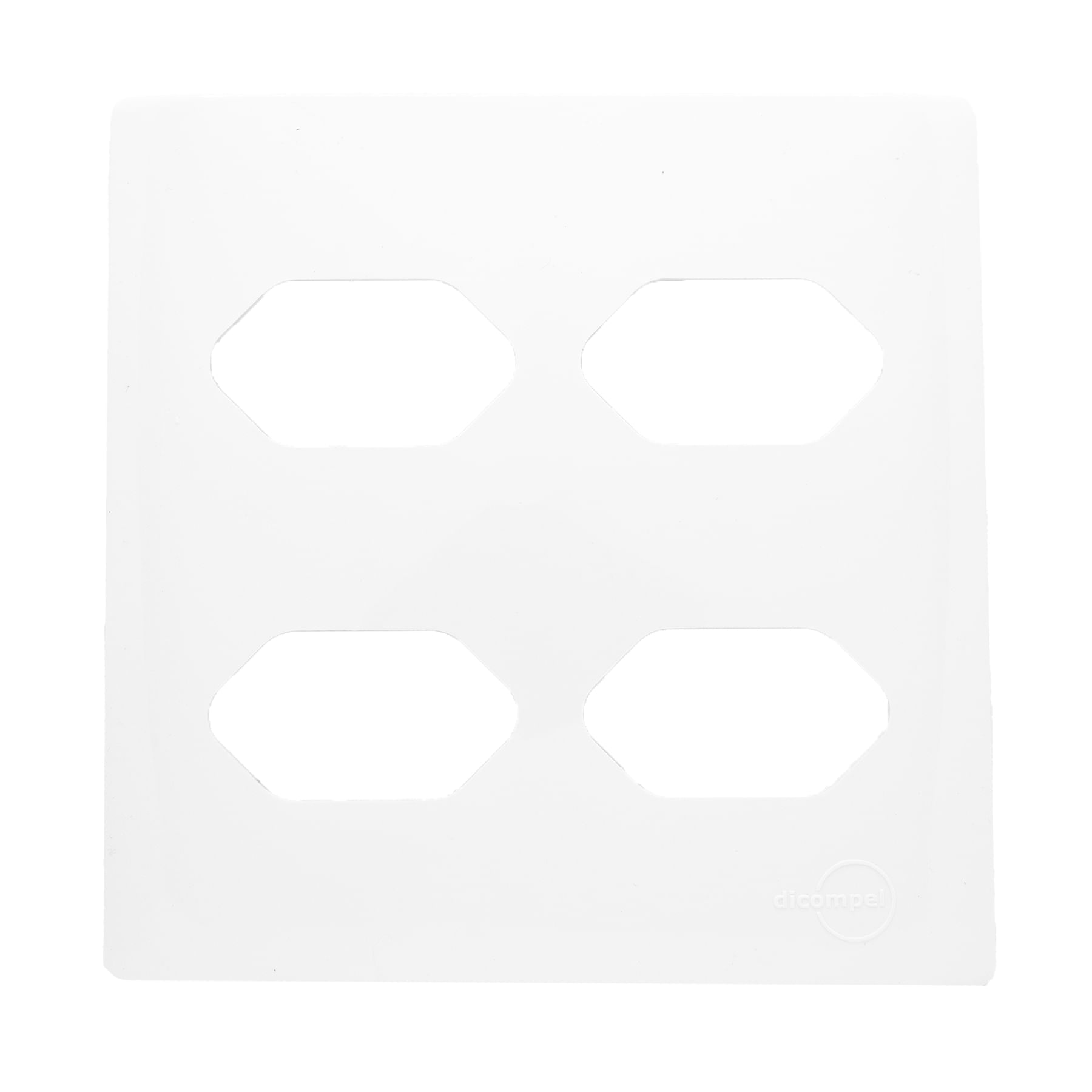 Placa 4X4 Para 4 Tomada Com Suporte Dc-1100/59 Branco Novara Dicompel