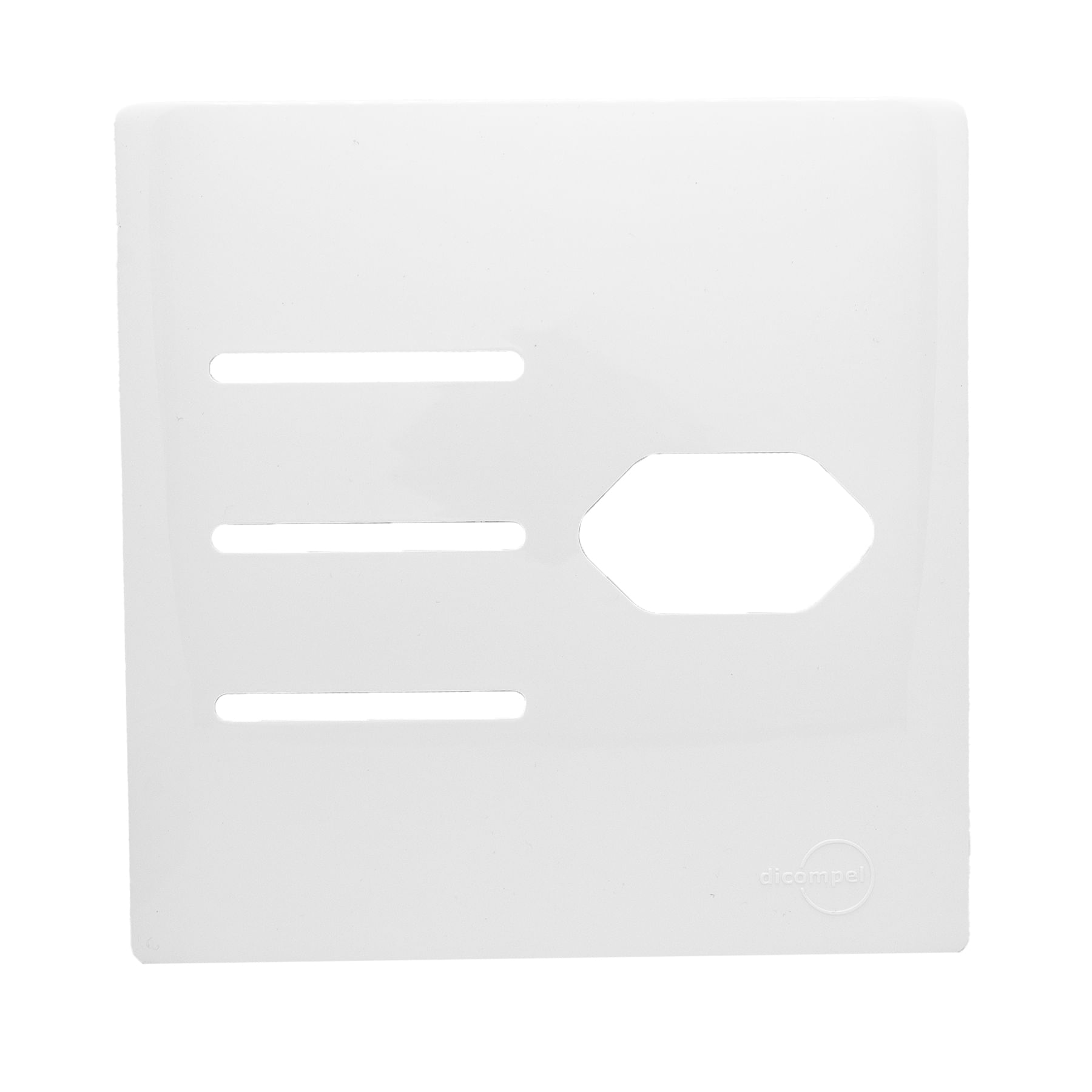 Placa 4X4 Para 3 Interruptor + 1 Tomada Com Suporte Dc-1100/108 Branco Novara Dicompel