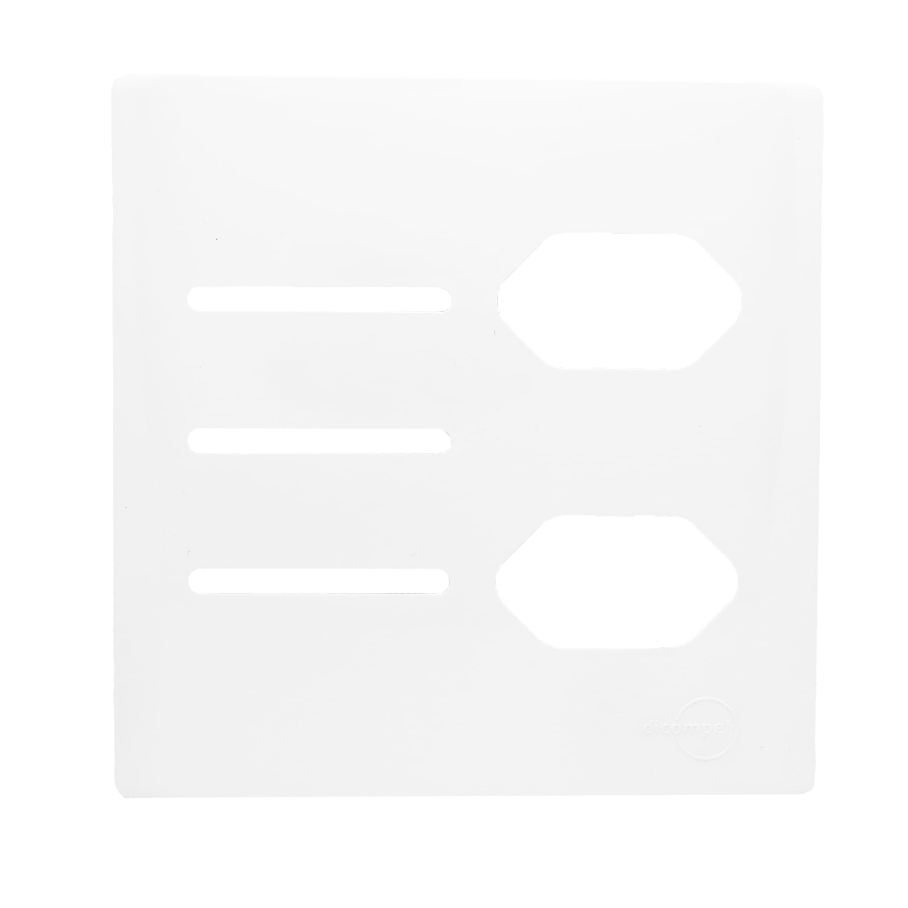 Placa 4X4 Para 3 Interruptor + 2 Tomada Com Suporte Dc-1100/104 Branco Novara Dicompel