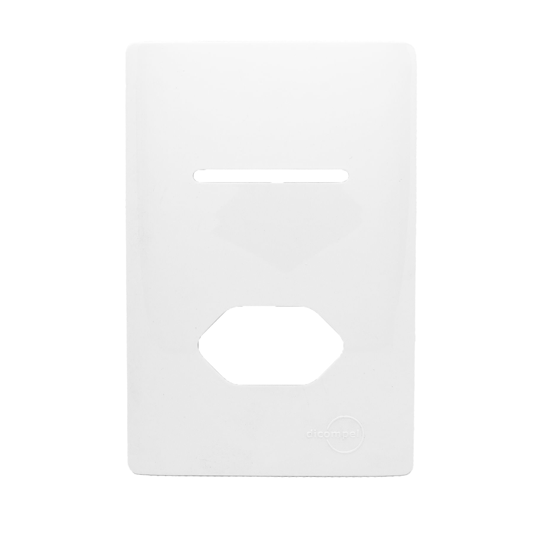 Placa 4X2 Para 1 Interruptor + 1 Tomada Com Suporte Dc-1100/78 Branco Novara Dicompel
