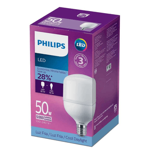 Lâmpada LED Bulbo Alta Potência E-40 Bivolt 50W 6500K Branco Frio 5000 Lúmens Philips