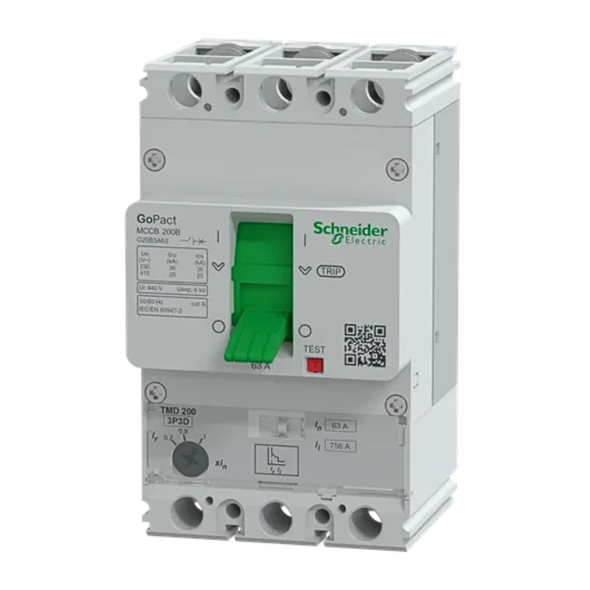 Disjuntor 3P Go Pact 63A 36Ka/220V-25Ka/380V G20B3A63 Schneider