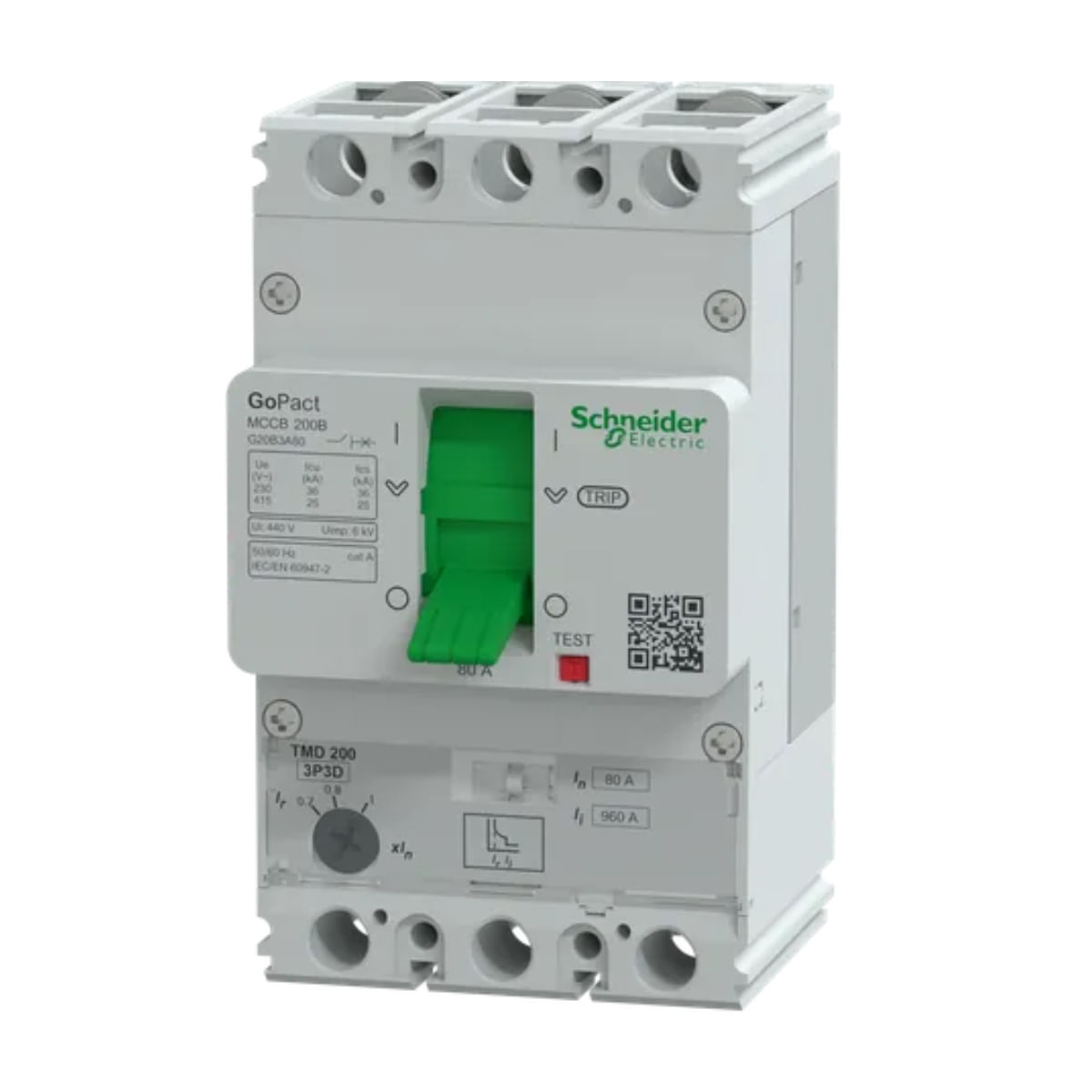 Disjuntor 3P Go Pact 80A 36Ka/220V-25Ka/380V G20B3A80 Schneider| ANDRA