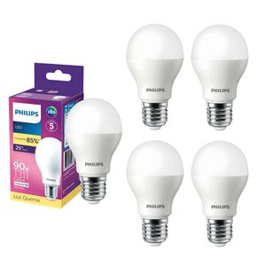 Kit 5 Lâmpadas LED Bulbo E27 13W 1311lm 3000k A65 Philips