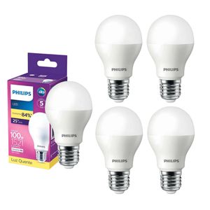 Kit 5 Lâmpadas LED Bulbo E27 16W 1521lm 3000k Philips