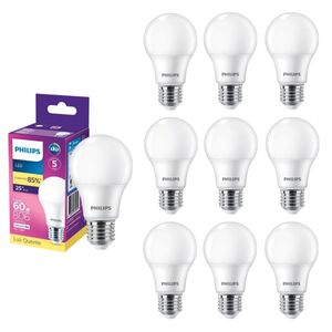 Kit 10 Lâmpadas LED Bulbo E27 9W 806lm 3000k A60 Philips