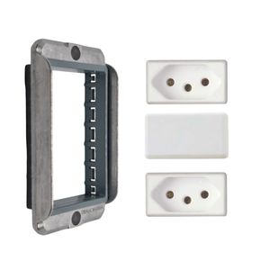Kit Tampa Condulete 1/2-3/4 + 2 Tomadas 10A + Módulo Cego