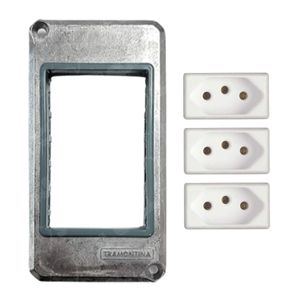 Kit Tampa Condulete 1 + 3 Tomadas 10A Tramontina