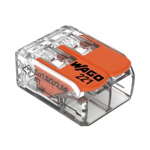 Conector De Emenda 2 Pólos Transparente Para Cabos 0,5 A 6,0Mm Flexível Ou Rígido 41A 450V Wago