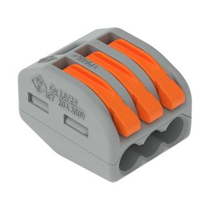 Conector De Emenda 3 Pólos Cinza Para Cabos 0,08 A 4,0Mm Flexível Ou Rígido Wago
