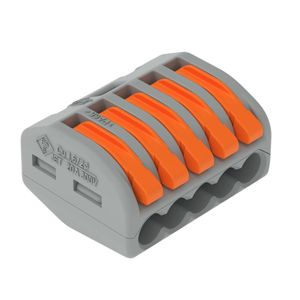 Conector De Emenda 5 Pólos Cinza Para Cabos 0,08 A 4,0Mm Flexível Ou Rígido Wago
