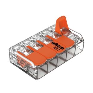 Conector De Emenda 5 Pólos Transparente Para Cabos 0,5 A 6,0Mm Flexível Ou Rígido 41A 450V Wago