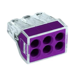 Conector De Emenda 6 Pólos Roxo Para Cabos 0,75 A 2,5Mm Semi-Rígido Ou Rígido Wago