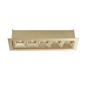Luminária de Embutir Retangular 10W 5 Leds 3000K Luz Amarela Bivolt Dourada Ay188053 Pandora Ayla
