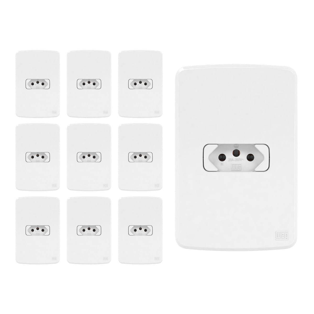 Kit 10 Conjunto Tomada 2P+T 20A-250V Branco 13272664 Composé| ANDRA Kit 10 Conjunto Tomada 2P+T 20A-250V Branco 13272664 Composé| ANDRA