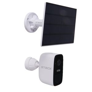 Câmera de Segurança Smart Wi-fi Externa Fixa Com Visão Noturna Com Bateria E Painel Solar Steck