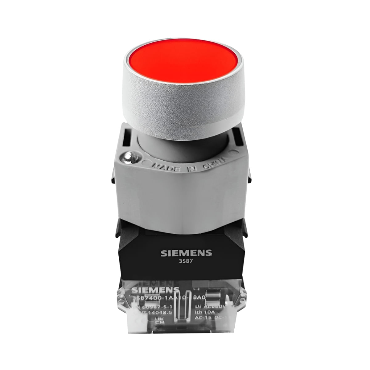 Botão 22Mm Iluminado Vermelho Plástico 1Nf 220V/Cc 3Sb71360Db201Ca0 Siemens