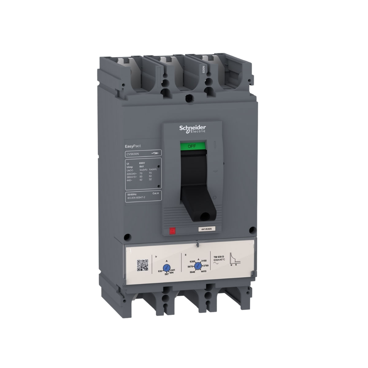 Disjuntor Ajustável 3P 420-600A 50Ka 380V Cvs630N3630 (Lv563316) Schneider