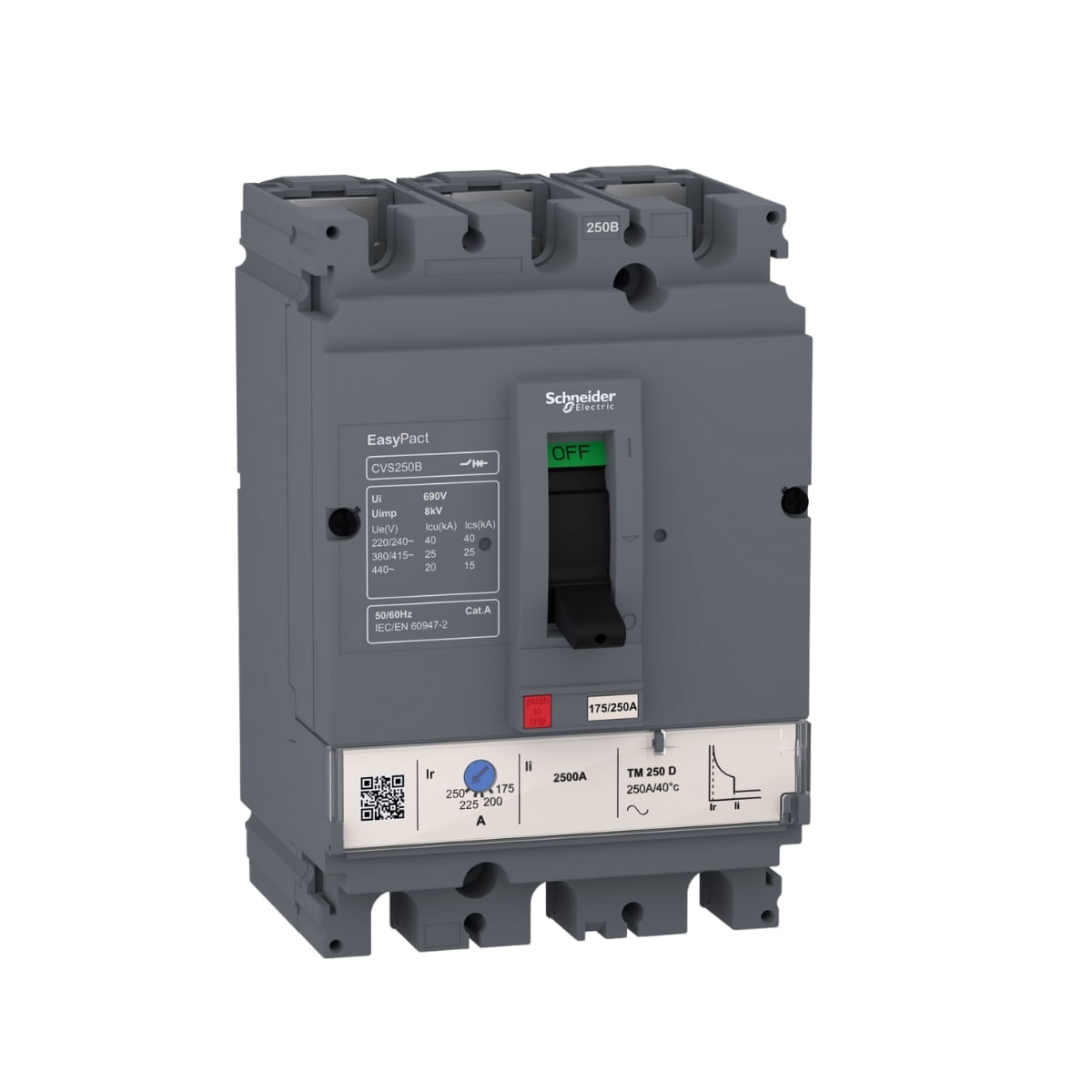 Disjuntor Ajustável 3P 140-200A 36Ka 380V Cvs250F3200 (Lv525332) Schneider