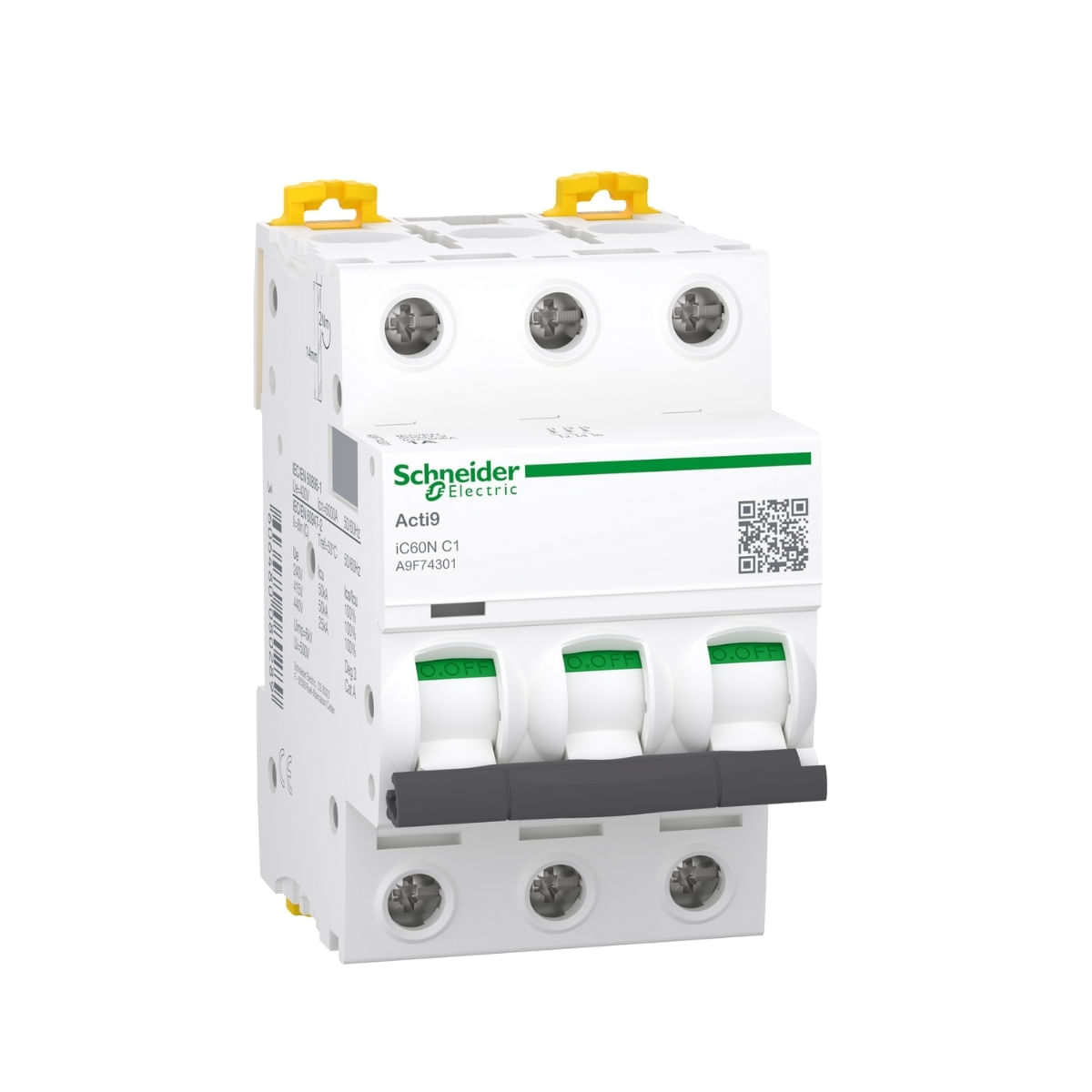 Disjuntor 3P 1A C 20Ka 230V Acti9 Ic60N A9F74301-Br Schneider