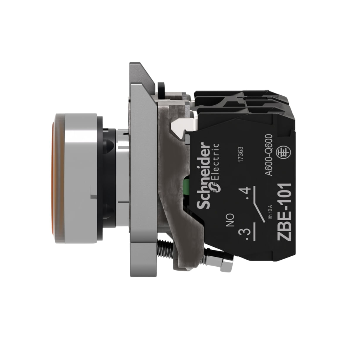 Encontraproduto.com.br - Botão 22Mm Metálico Luminoso Led Laranja 240V 1Na+1Nf Xb4Bw35G5 (D) Schneider