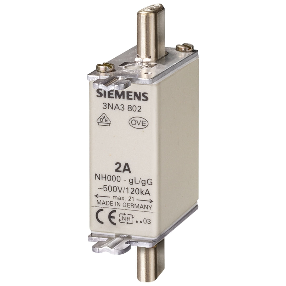 Fusível NH000 63A 500V Retardado 3Na3822 Siemens | ANDRA
