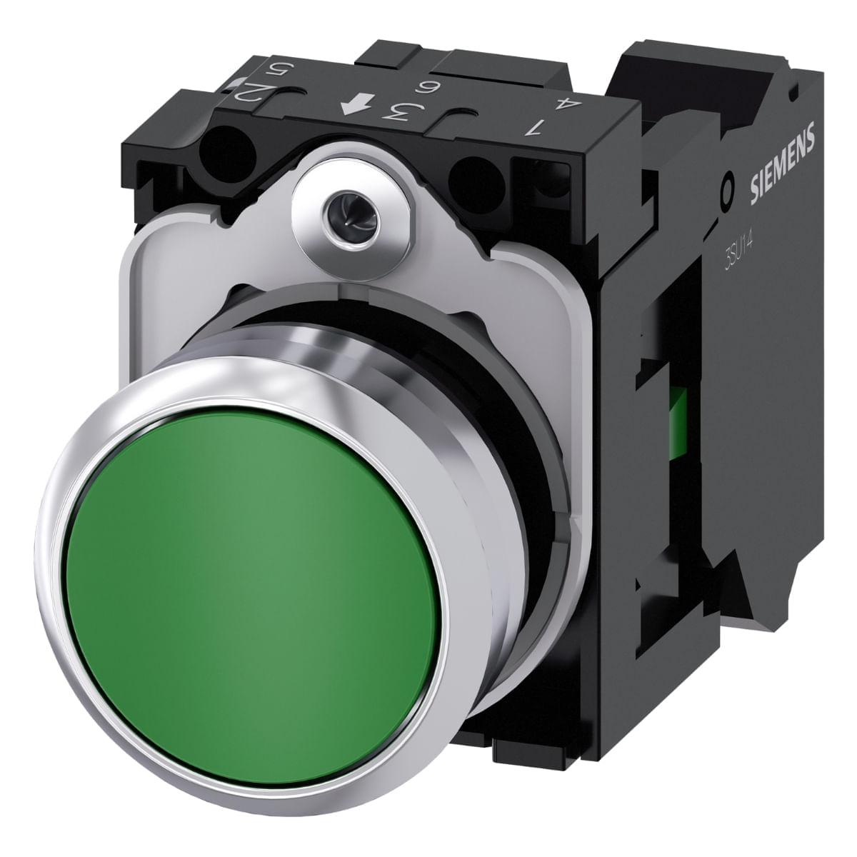 Botão 22Mm 1Na Metal Verde Pushbutton 3Su1150-0Ab40-3Ba0 Siemens
