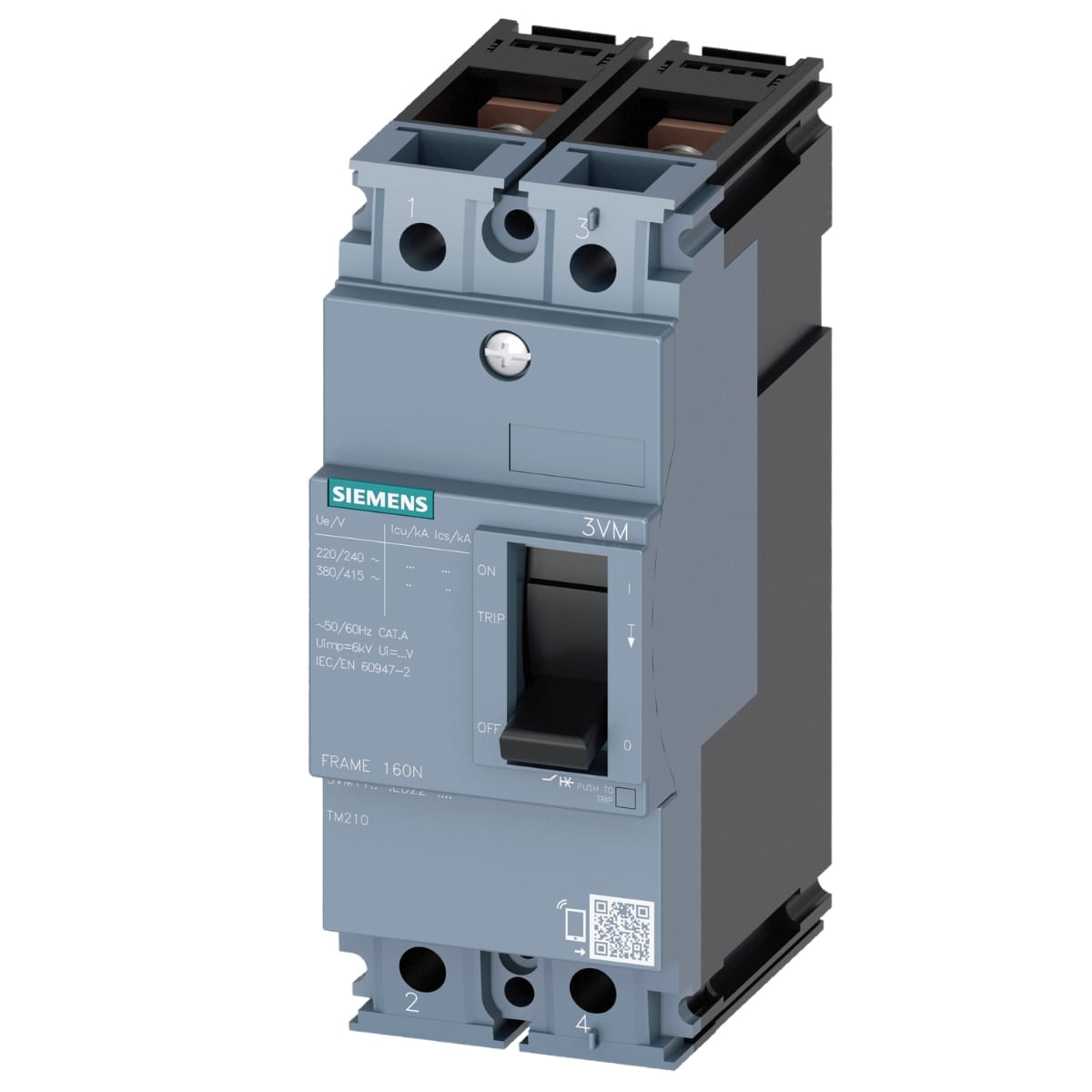 Disjuntor De Caixa Moldada Bipolar 125A 25Ka 380V Tm210 FTFM 3Vm1112-3Ed22-0Aa0 Siemens