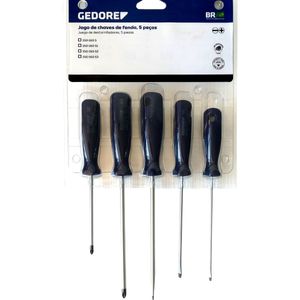 Jogo De Chaves De Fenda Simples E Cruzadas Com 5 Peças 150 160S Gedore