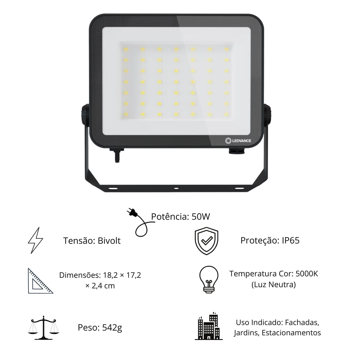 Encontraproduto.com.br - Refletor Compact Core Floodlight 50w 5000k Ledvance 7020982