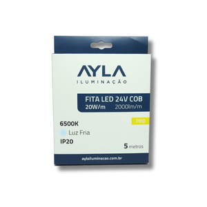Fita LED 24V COB Pro 20W/M 2000 Lúmens 6500K Branco Frio Interna - Rolo 5 Metros Ayla