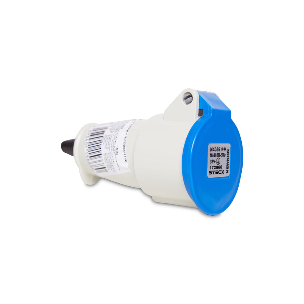 Acoplamento 3P+T 16A 220/240V N-4059 Azul 9H Ip44 Newkon Steck | ANDRA