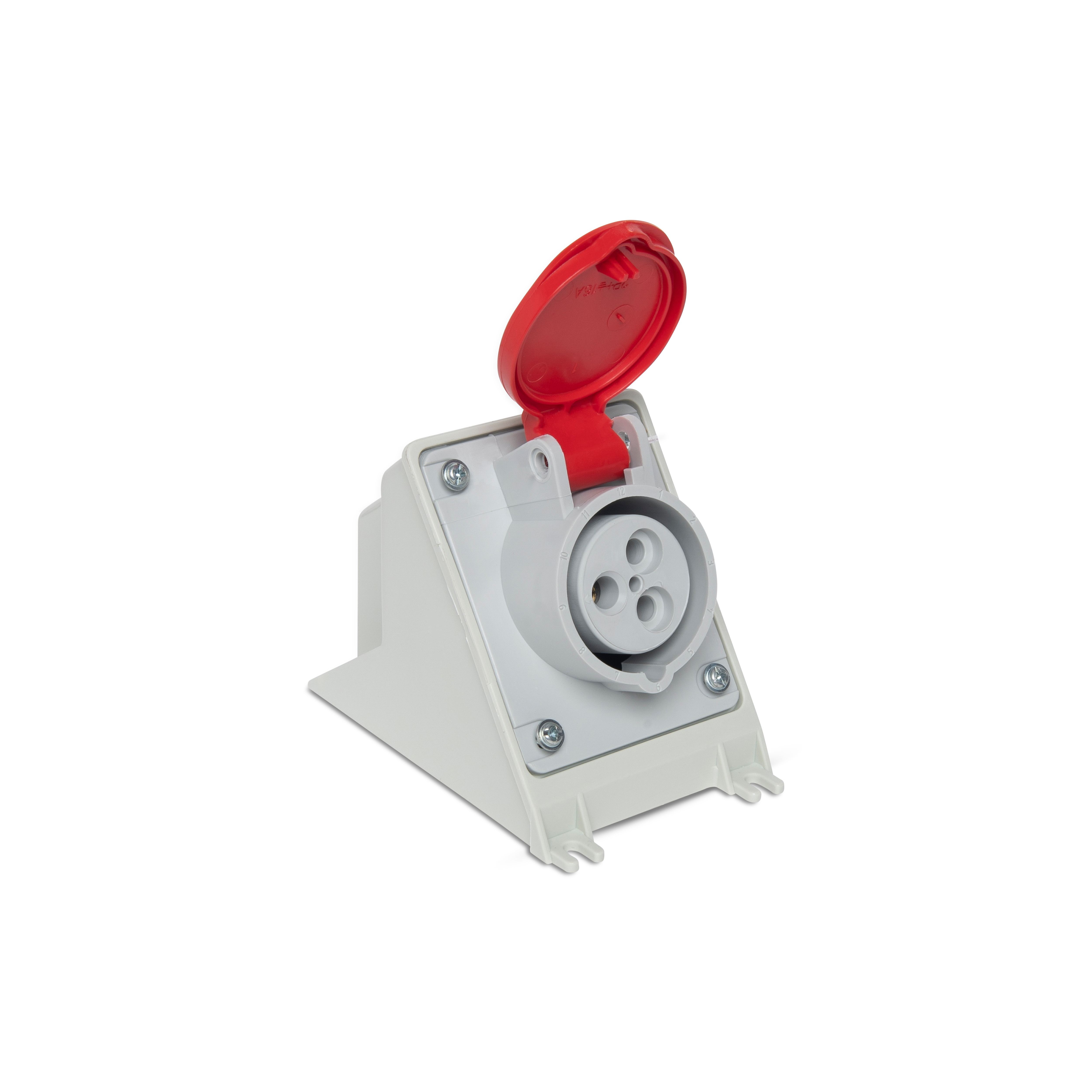 Tomada De Sobrepor 2P+T 16A 380/440V N-3009 Vermelho 9H Newkon