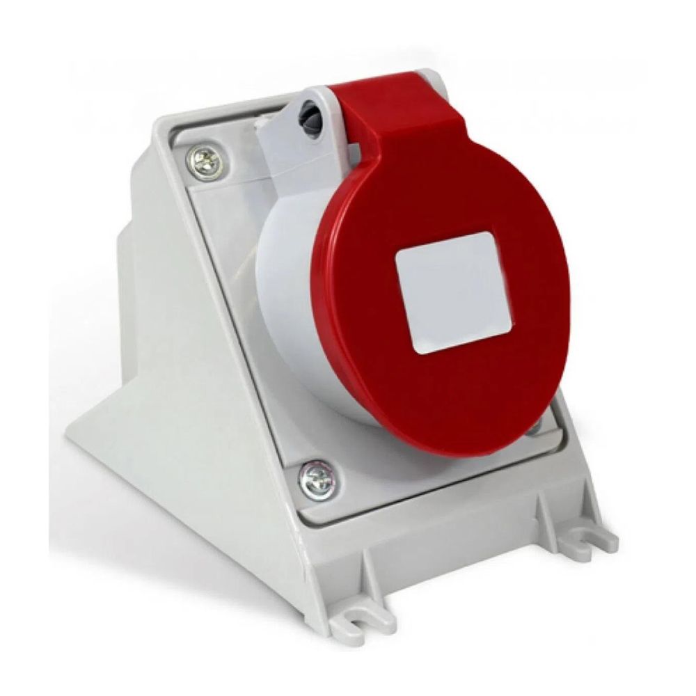 Tomada De Sobrepor 2P+T 16A 380/440V N-3009 Vermelho 9H Newkon