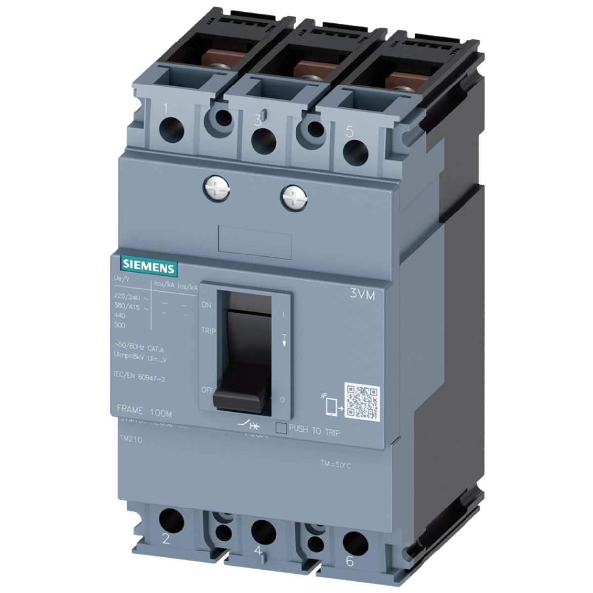 Disjuntor 3P 100A 36KA 415V TM210 FTFM 3VM1010-4ED32-0AA0 Siemens