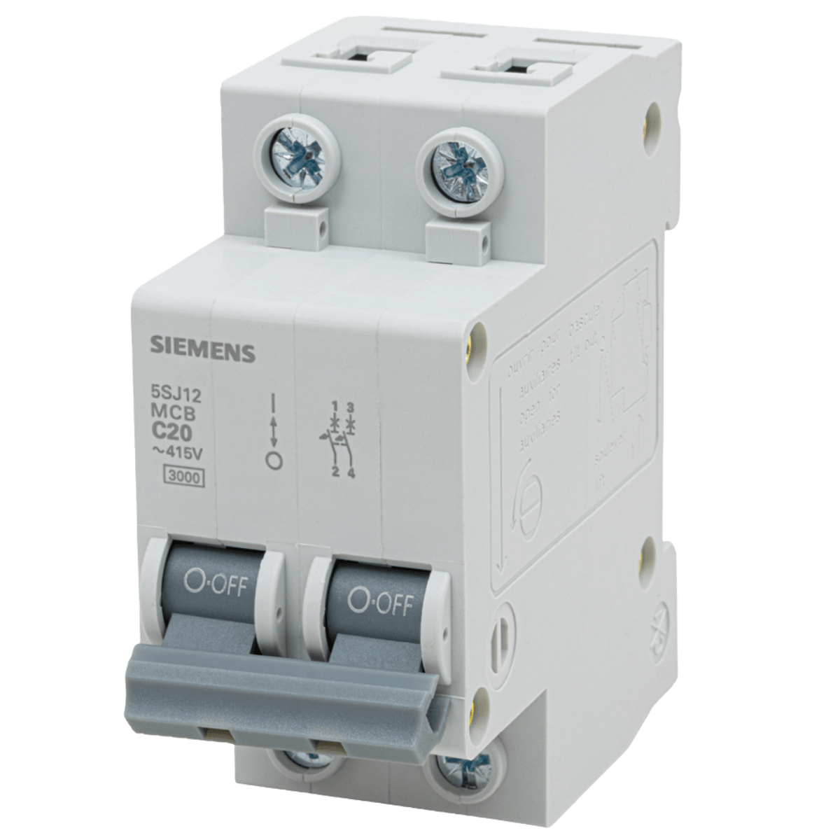 Disjuntor 2P 20A Curva C 3Ka 380V 5SJ1 5SJ12207MB Siemens | ANDRA