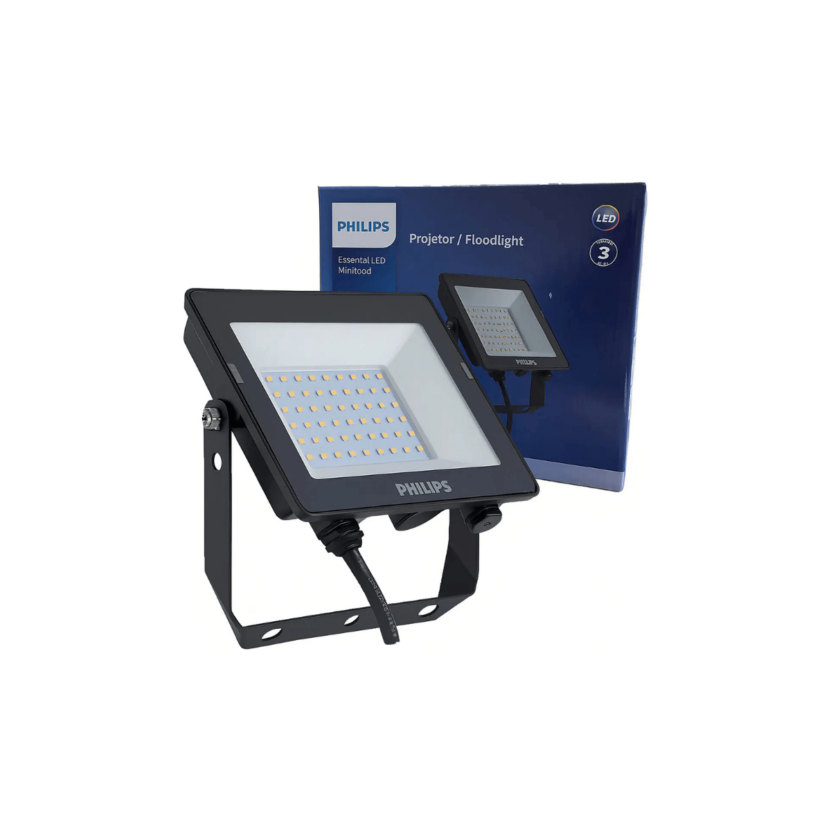 Projetor Refletor LED 50W Bivolt 6500K 4275 Lúmens Preto BVP050 LED42/CW IP65 SWB SE Philips